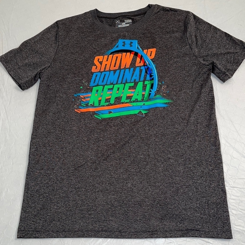 Under Armour gray multicolor neon loose fit short sleeve graphic t-shirt